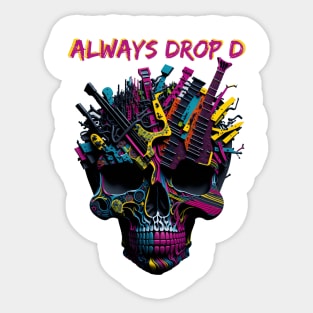 Always Drop D Guitar Skull Sticker